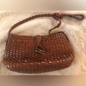 Made in Italy all leather Brown Woven Handbag
